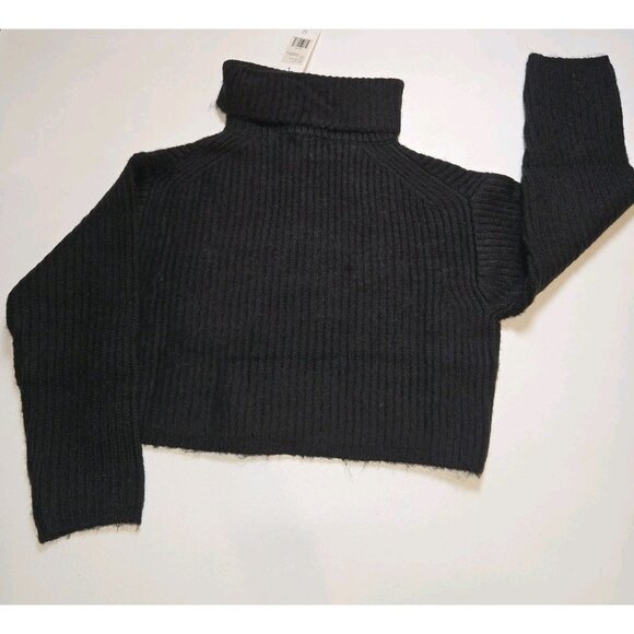 Thakoon Cropped Ribbed Turtleneck Sweater Black Womens Large Thick KN17 NWT New - Picture 10 of 10